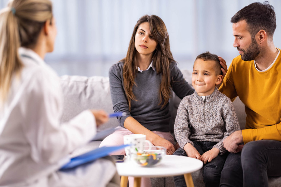 Doctor talking to Family